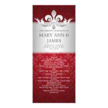Program Fleur De Lis Red l'épousant élégant Faire-parts