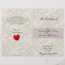 Programme blanc de mariage de brocard de damassé prospectus personnalisés