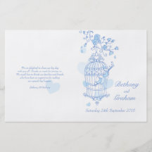 Programme bleu de mariage d'inséparables prospectus