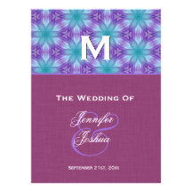 Programme bleu et pourpre d'Aqua de mariage Invitation Personnalisée