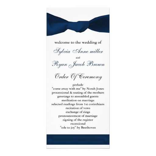 programme de mariage d'arc de bleu marine double cartes customisées