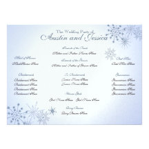 Programme de mariage de bleu glacier de flocon de  bristols personnalisés