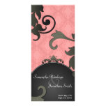 Programme de mariage - noir et damassé florale de  double carte personnalisée