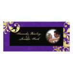 Programme de mariage - pourpre et texture d'or flo doubles cartes