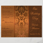 Programme d'en cuivre et de Brown mariage damassé Tract Customisé