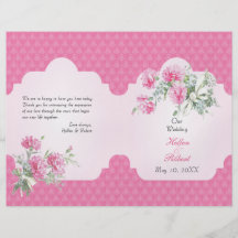 Programme élégant de cérémonie de mariage de damas prospectus