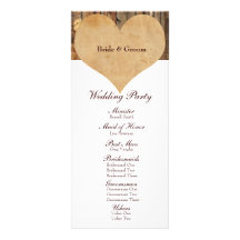 Programme en bois de mariage de coeur rustique de  cartes doubles customisables