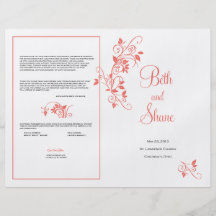 Programme fait sur commande de mariage - corail prospectus personnalisés