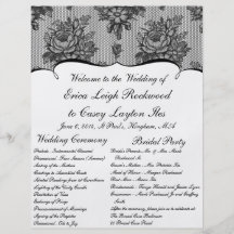 Programme fait sur commande de mariage de dentelle prospectus personnalisés