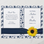 Programme floral de mariage de damassé de marine d tract customisé