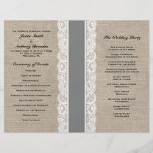 Programme gris rustique de mariage de ruban de den prospectus