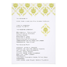 Programme jaune de mariage damassé invitations personnalisées