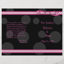 Programme noir rose de mariage d'arc de ruban de p prospectus