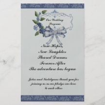 Programme orienté bleu de mariage prospectus en couleur