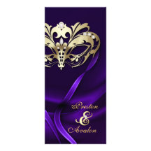 Programme orné de bijoux pourpre de mariage de mas carte double en  couleur