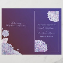Programme plié par mariage mauve-foncé doux d'hort prospectus en couleur