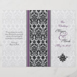 Programme pourpre de mariage damassé d'aubergine tract customisé