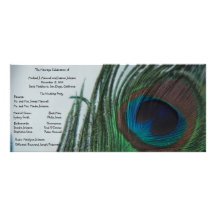 Programme romantique de mariage de paon double cartes customisées
