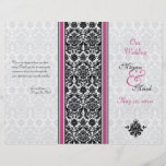 Programme rose et noir de mariage damassé tract personnalisé