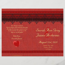 Programme rouge de mariage de brocard de damassé prospectus customisé