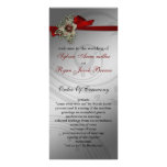 Programme rouge de mariage de ruban de FAUX Modèle De Carte Double