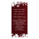 programme rouge de mariage d'hiver de flocons de n modèle de double carte