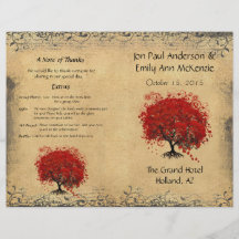 Programme rouge lunatique de mariage d'arbre de fe tract personnalisé