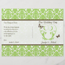 Programme vert de mariage de papillon de coeur de  prospectus