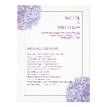 Programmes de cérémonie de mariage d'hortensias (6 bristols