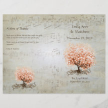 Programmes de corail de mariage d'arbre de feuille tract