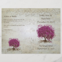 Programmes de mariage d'arbre de feuille de coeur  prospectus