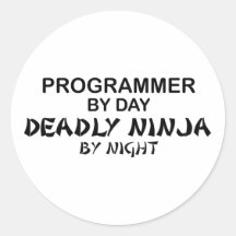 Programmeur Ninja mortel par nuit Autocollants Ronds