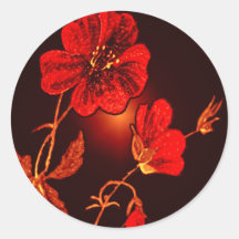Projecteur sur la fleur, le Brown et le dos rouges Autocollants Ronds