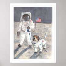 Promenade de lune de basset posters