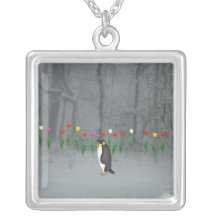Promenade de ressort de pingouin collier personnalisé