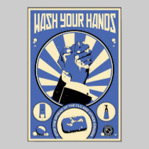 Propagande de bureau : Lavez-vous les mains (bleue posters