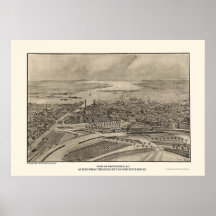 Providence, carte panoramique de RI - 1896 Poster