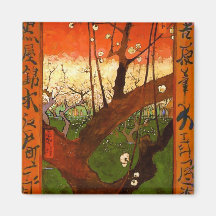 Prunier fleurissant de Van Gogh (Hiroshige) (F371) Aimants Pour Réfrigérateur