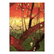 Prunier fleurissant japonais de Van Gogh, art vint Faire-part