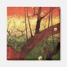 Prunier fleurissant japonais de Van Gogh, art vint Magnets Pour Réfrigérateur