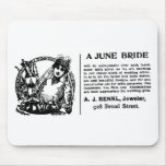 Publicité de cru de jeune mariée de 1899 juin tapis de souris