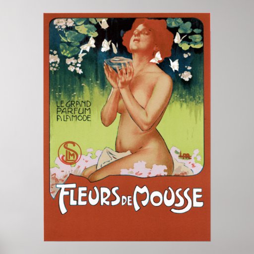 Publicité de parfum de Fleurs De Mousse Vintage Poster