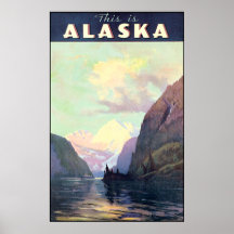 Publicité vintage de voyage de l'Alaska Affiche