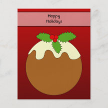 Pudding de Noël. Bonnes fêtes. Sur le rouge Tract Personnalisé