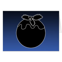 Pudding noir et blanc de Noël. Sur le bleu Cartes De Vœux