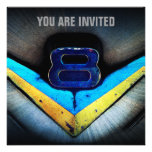 Puissance et chrome de V8 de voiture de muscle Invitations Personnalisées