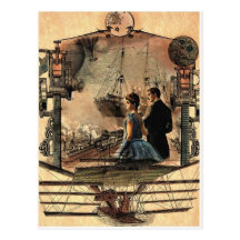 Punk de vapeur, carte postale vintage d'art de sty