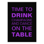 Purple Champagne & Dancing 21st Birthday Invite