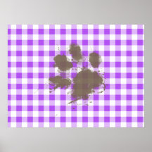 Purple Checkered Gingham; Funny Dog Poster