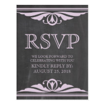 Purple Deco Chalkboard RSVP Postcard